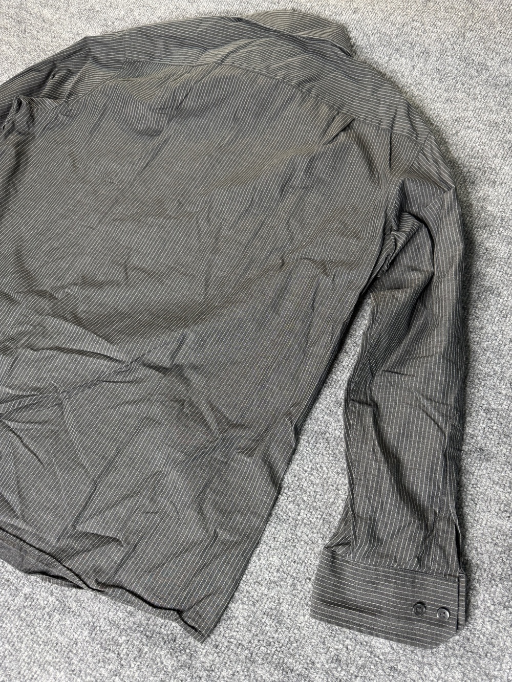BCBGMAXAZRIA Shirt Mens L Gray Pinstripe Long Sleeve Button Up Modern Fit - Picture 13 of 14